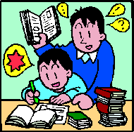 Parent helping child do homework