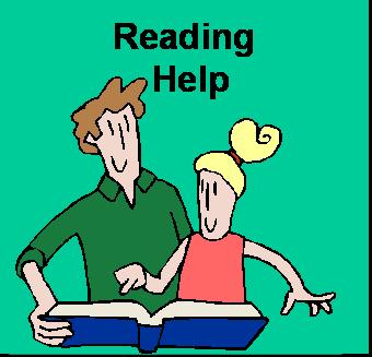 Reading Help: Image shows a man helping a girl to read
