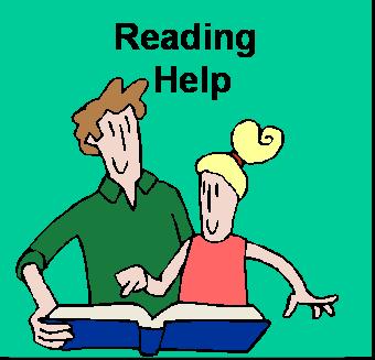 Reading Help: Image shows a man helping a girl to read